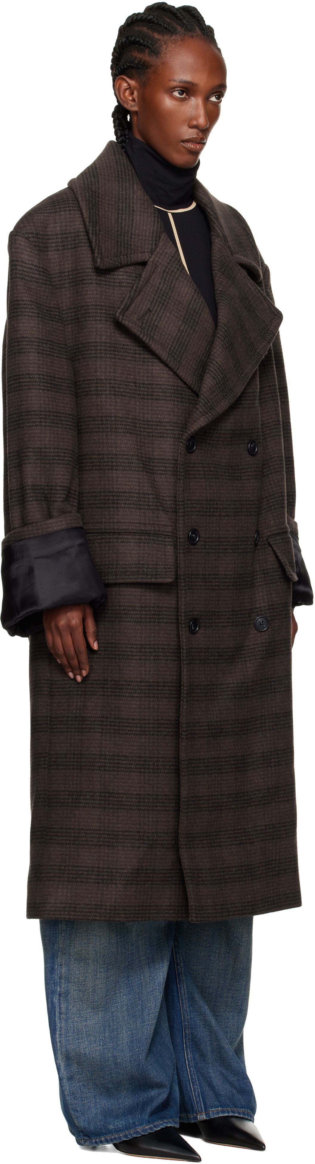 Kabáty Maison Margiela MM6 Maison Margiela Checked Double-Breasted Coat Hnedá | S52AA0190 M35472, 1