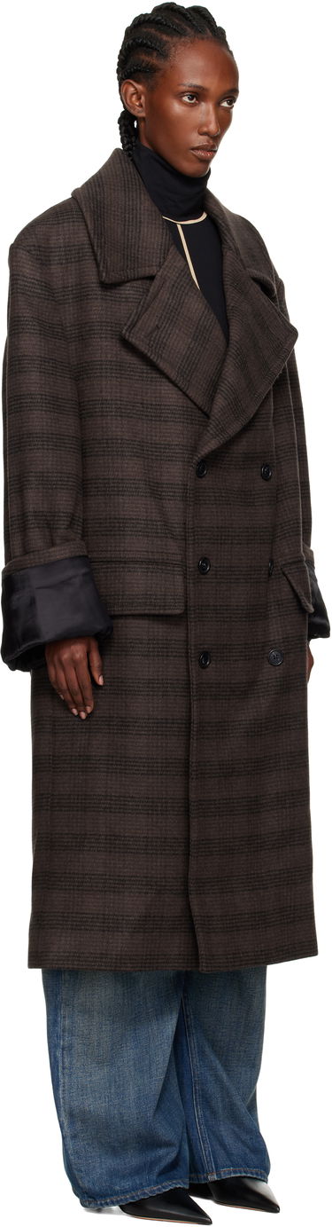 Kabáty Maison Margiela MM6 Maison Margiela Checked Double-Breasted Coat Hnedá | S52AA0190 M35472, 1