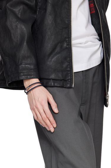 Náramok BOSS Hugo Double Braided-Leather Cuff Bracelet Modrá | 50538911, 2