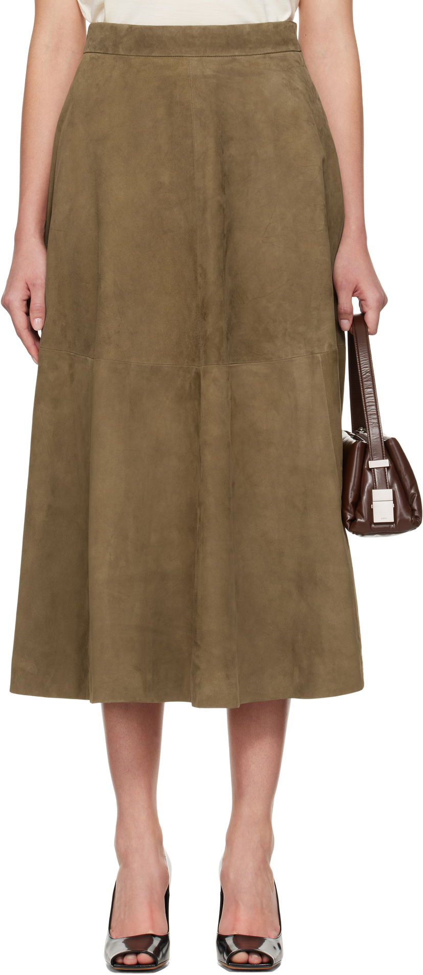 Sukňa Róhe Róhe A-Line Suede Midi Skirt Zelené | 414-32-144