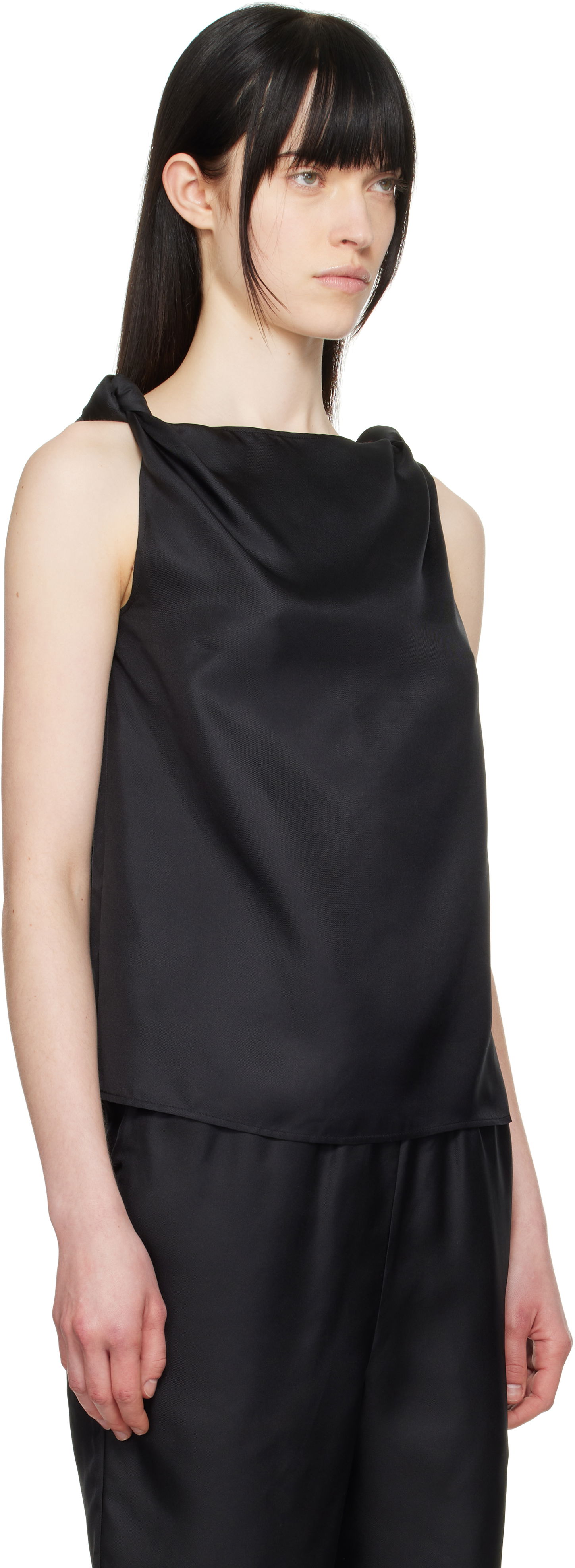 Tielko Loulou de Saison Loulou de Saison Remy Knotted Tank Top Čierna | REMY, 1