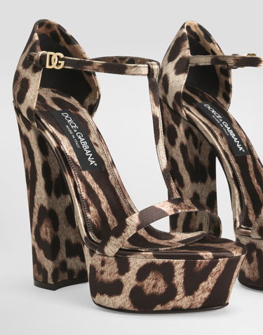 Tenisky a topánky Dolce & Gabbana Printed Satin Platform Sandals Hnedá | CR1814A6N02HY13M, 2
