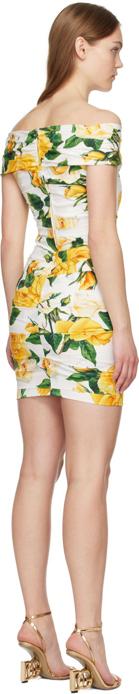 Šaty Dolce & Gabbana Floral Print Off Shoulder Minidress Biela | F6AHNT FSEHW, 2