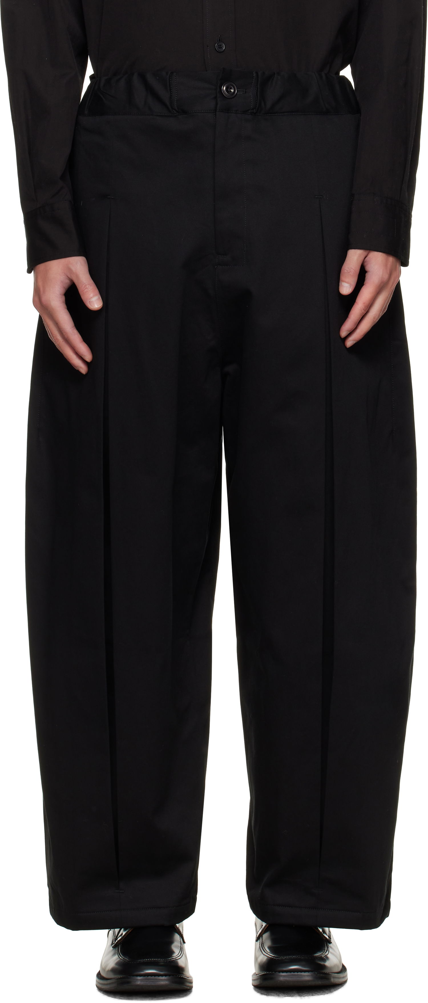 Nohavice sage NATION SAGE NATION Box Pleat Trousers Čierna | S011 BOX PLEAT TROUSER COTTON, 0