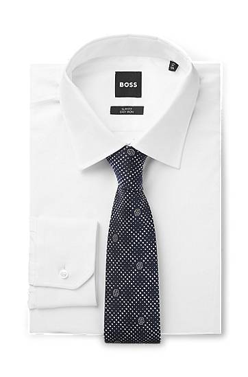Opasok BOSS Double B Monogram Jacquard Tie Navy | 50534518, 1