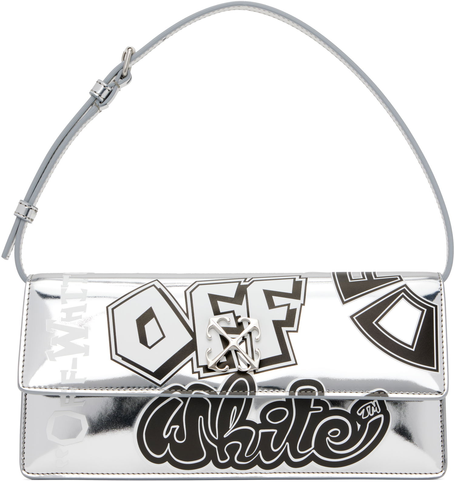 Kabelka Off-White Jitney 1.0 Printed Shoulder Bag Metalická | OWNN172S25FAB0027210, 0