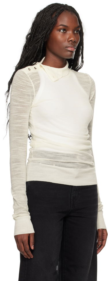 Sveter TOTEME TOTEME Slub Knit Turtleneck Top Biela | 244-WRT0366-YA0100, 3