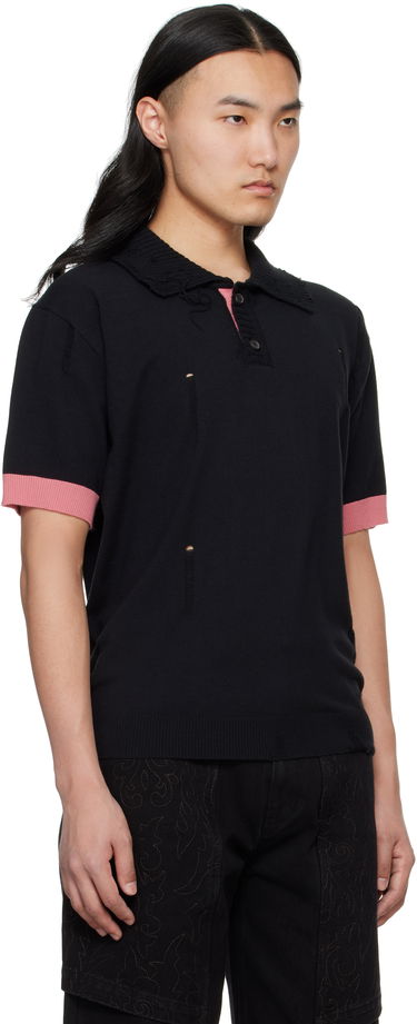 Polo tričko Andersson Bell Andersson Bell Damaged Knit Polo Čierna | atb1243m, 1
