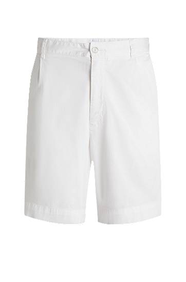 Šortky BOSS Relaxed-Fit Stretch-Cotton Twill Shorts Biela | 50546320, 0