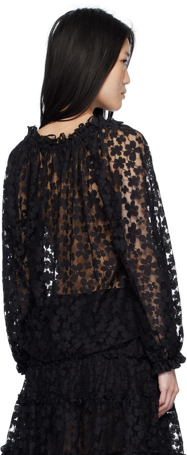 Tričko Anna Sui Shadow Blossom Elastic Lace Blouse Čierna | 1025M20, 2