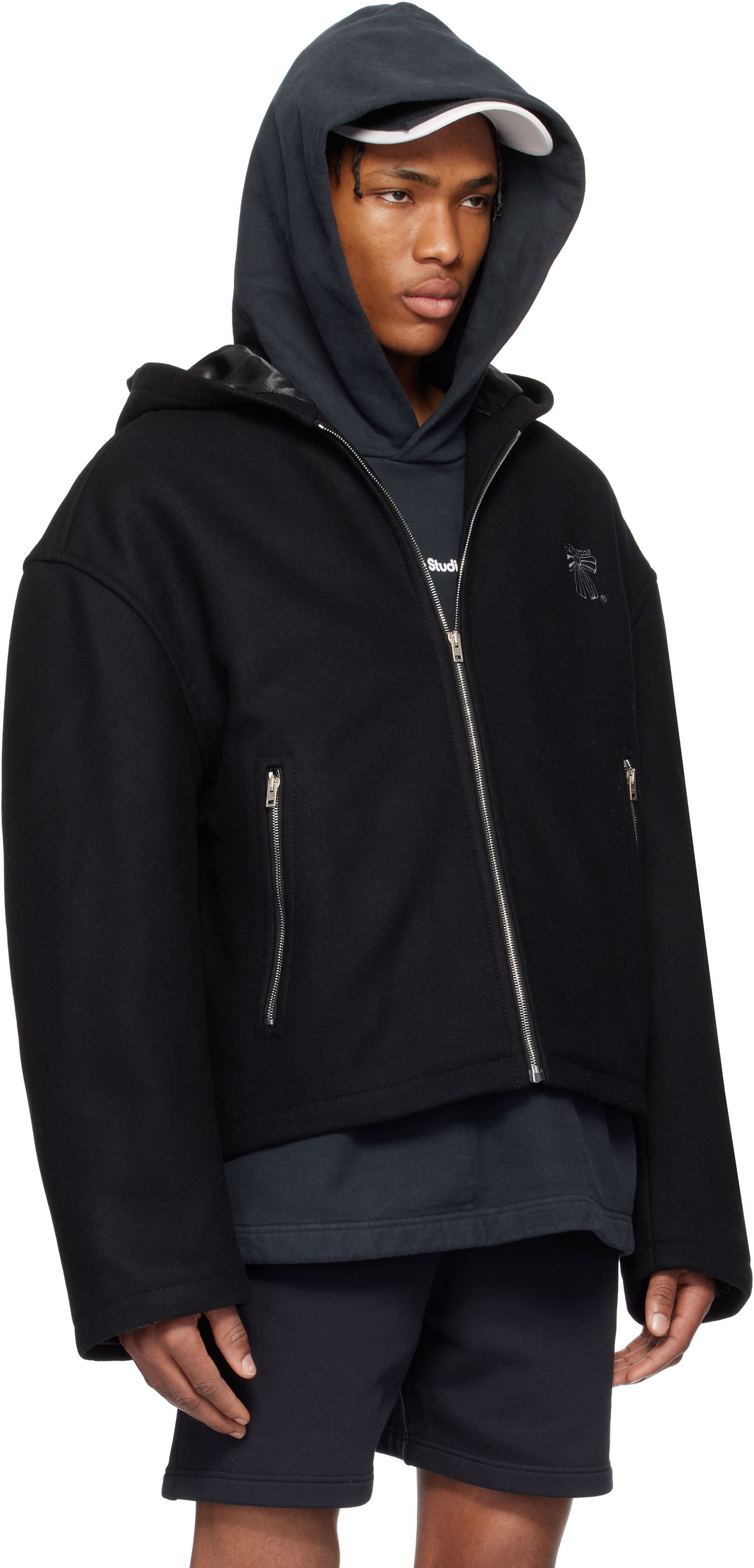 Bunda Acne Studios Acne Studios Hooded Wool Blend Jacket Čierna | B90811-, 1