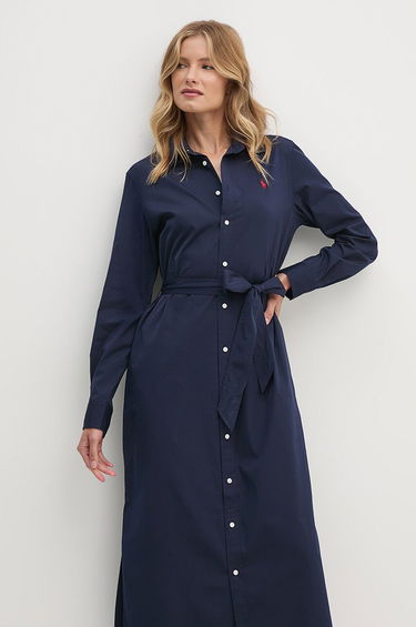 Šaty Polo by Ralph Lauren Long Sleeve Midi Shirt Dress Modrá | 211944007, 3