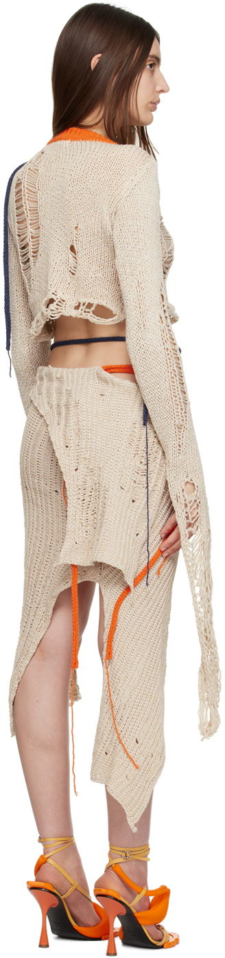 Sukňa Ottolinger Ottolinger Distressed Knit Top Béžová | 705101, 2