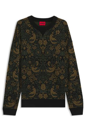 Sveter BOSS Relaxed-Fit Tapestry Jacquard Sweater Zelené | 50543788