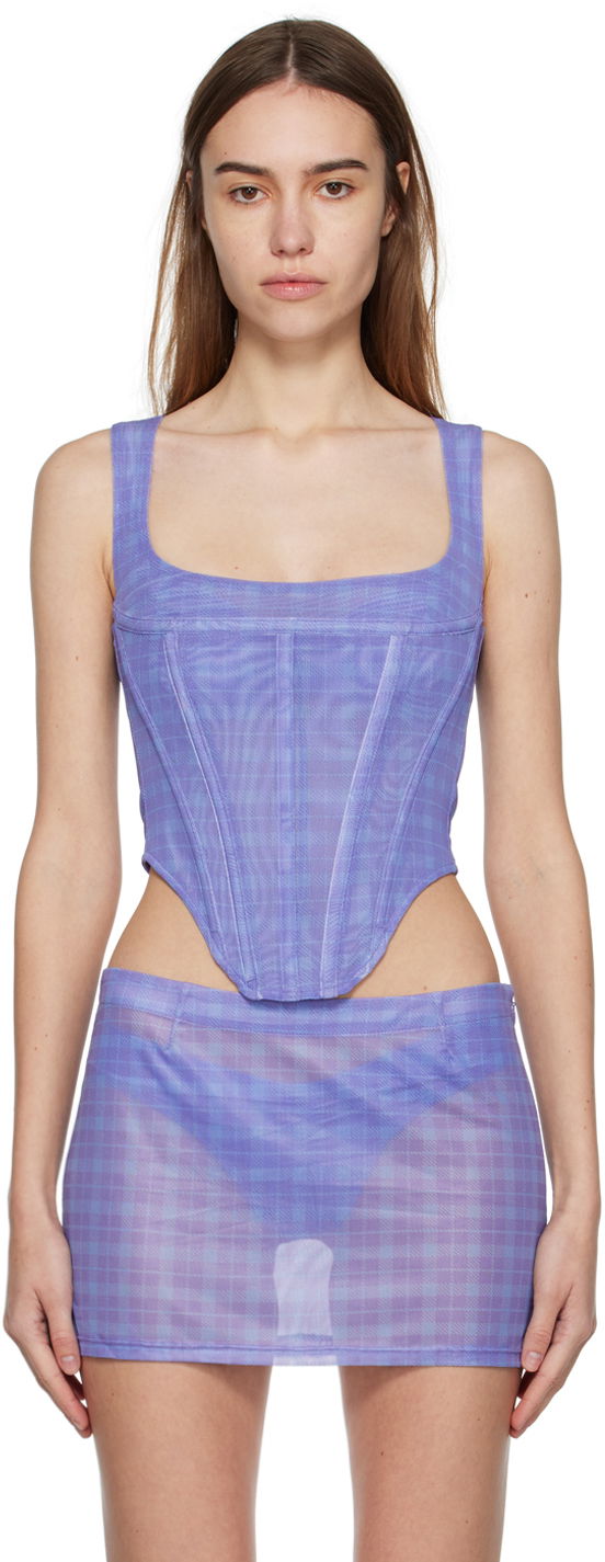 Sukňa Miaou Miaou Campbell Plaid Tank Top Fialová | 7020PM1BPP, 0