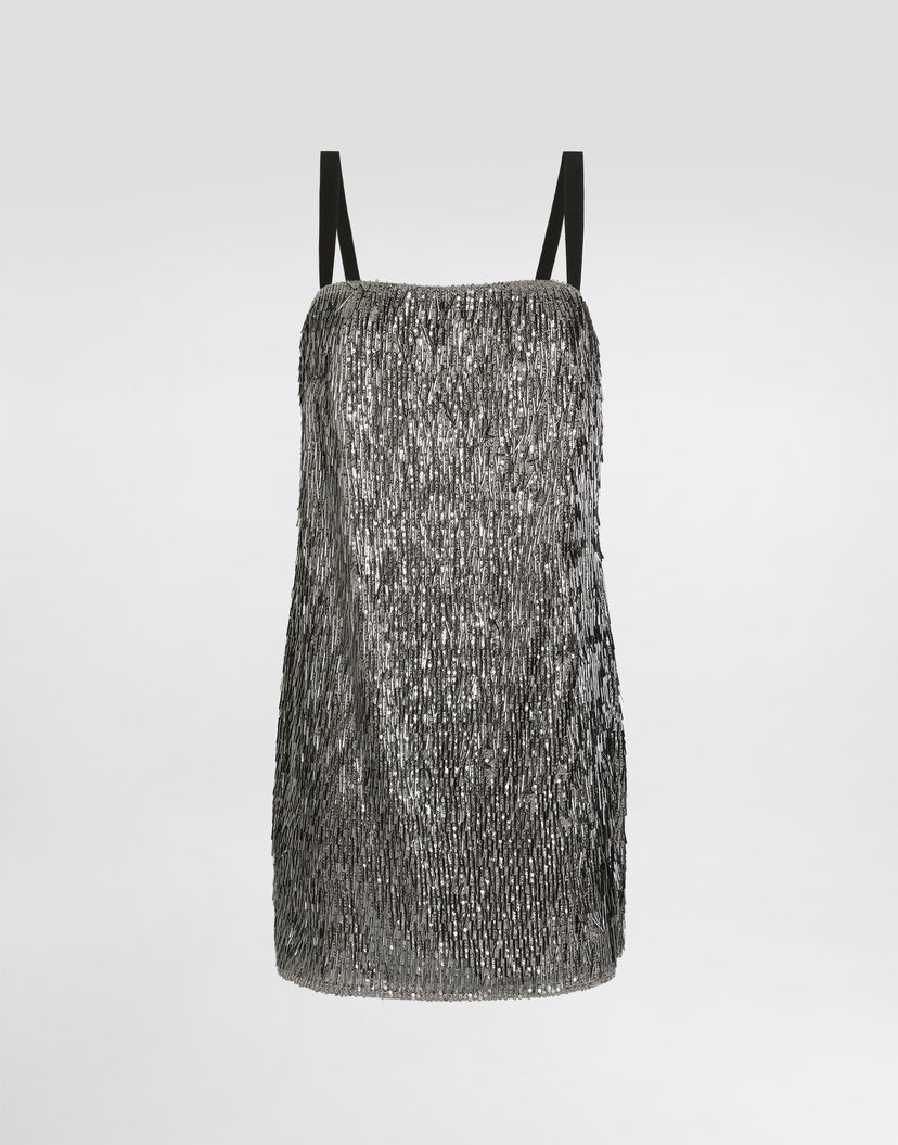 Šaty Dolce & Gabbana Dolce & Gabbana Embroidered Sequin Dress Metalická | F60FNZFLSL5S0998