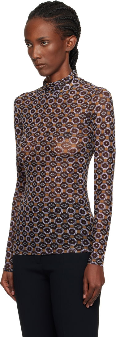Tričká a tielka Dries Van Noten Dries Van Noten Transparent Mesh Long-Sleeve Turtleneck with Geometric Print Rôznofarebný | 252-011121-2623, 3