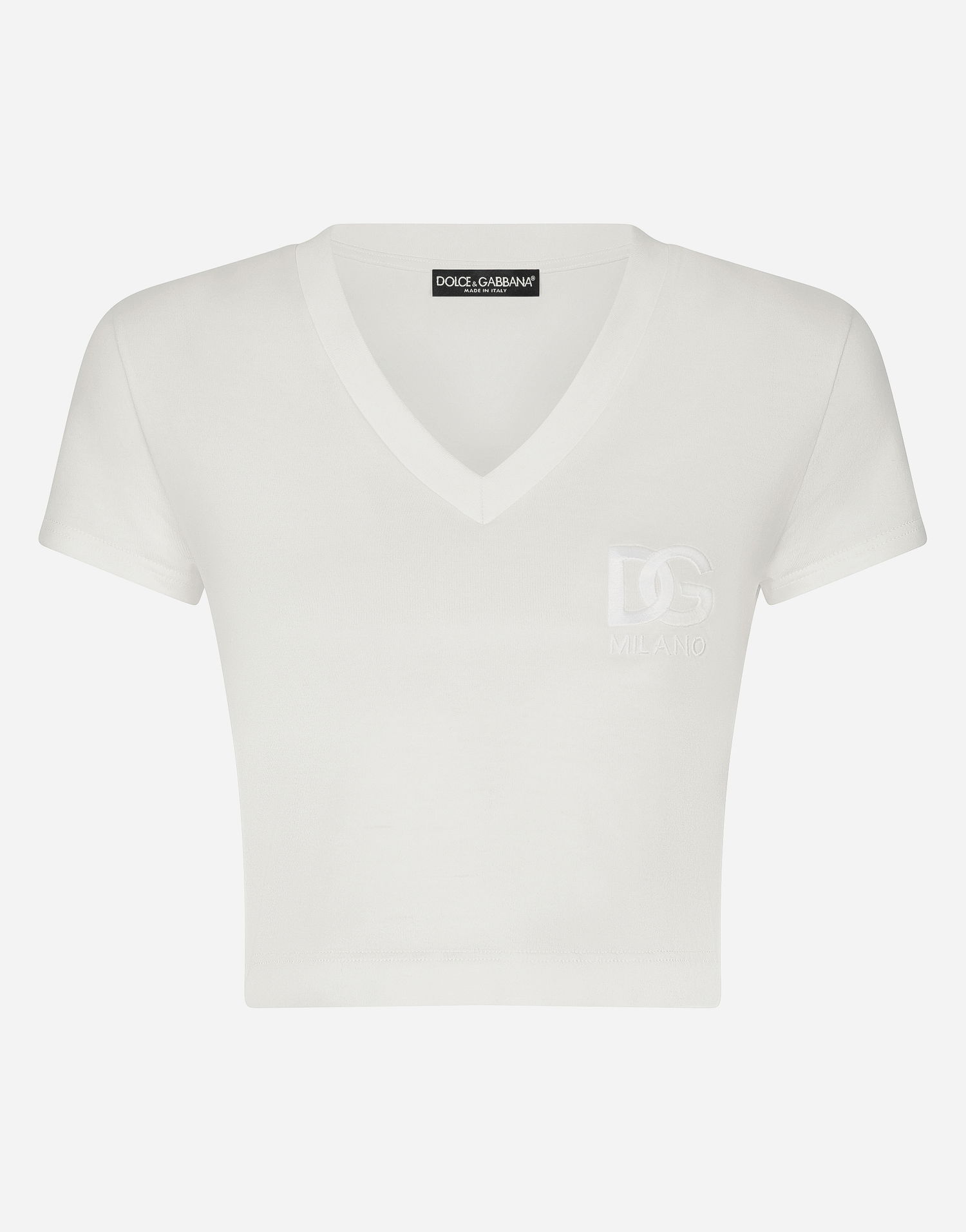 Crop Top Dolce & Gabbana Short-sleeved T-shirt With Dg Logo Biela | F8U50ZGDBZZW0111, 0