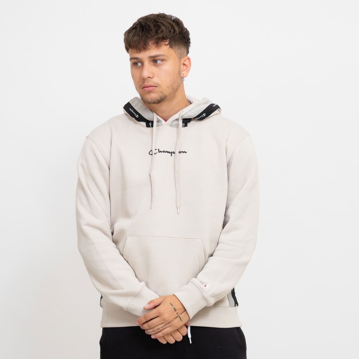 Mikina Champion Taped Logo Hoodie Béžová | 219092-ES057, 0