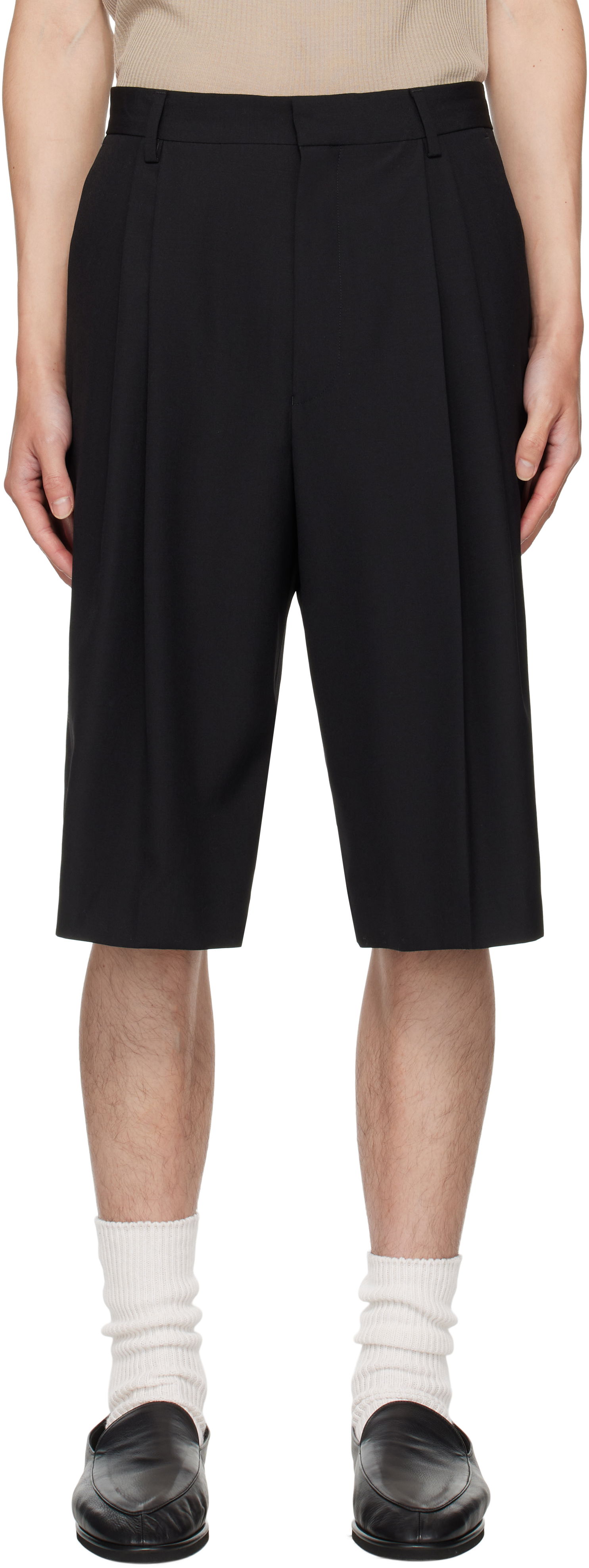 Šortky Dries Van Noten Dries Van Noten Wool Pleated Shorts Čierna | 252-020935-2057, 0