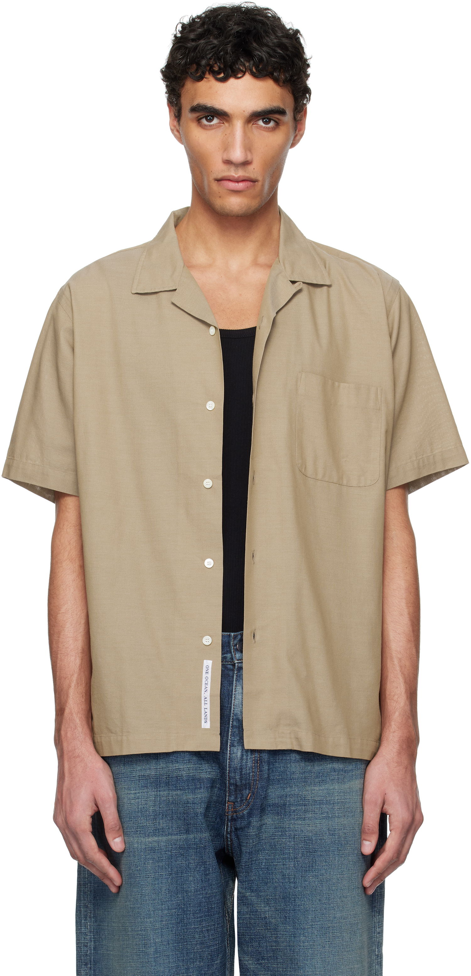 Košeľa NANAMICA Nanamica Open Collar Panama Short Sleeve Shirt Béžová | S25SG119U, 0
