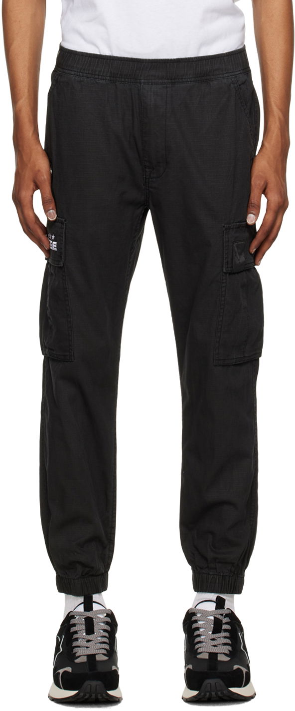 Cargo nohavice AAPE by A Bathing Ape AAPE by A Bathing Ape Embroidered Cargo Pants Čierna | AAPPTM6959XXKBKX, 0