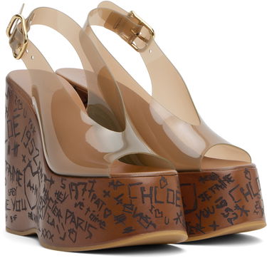 Starostlivosť o obuv CHLOÉ Chloe Maxime Wedge Sandals Hnedá | CHC25U09ZRT, 3
