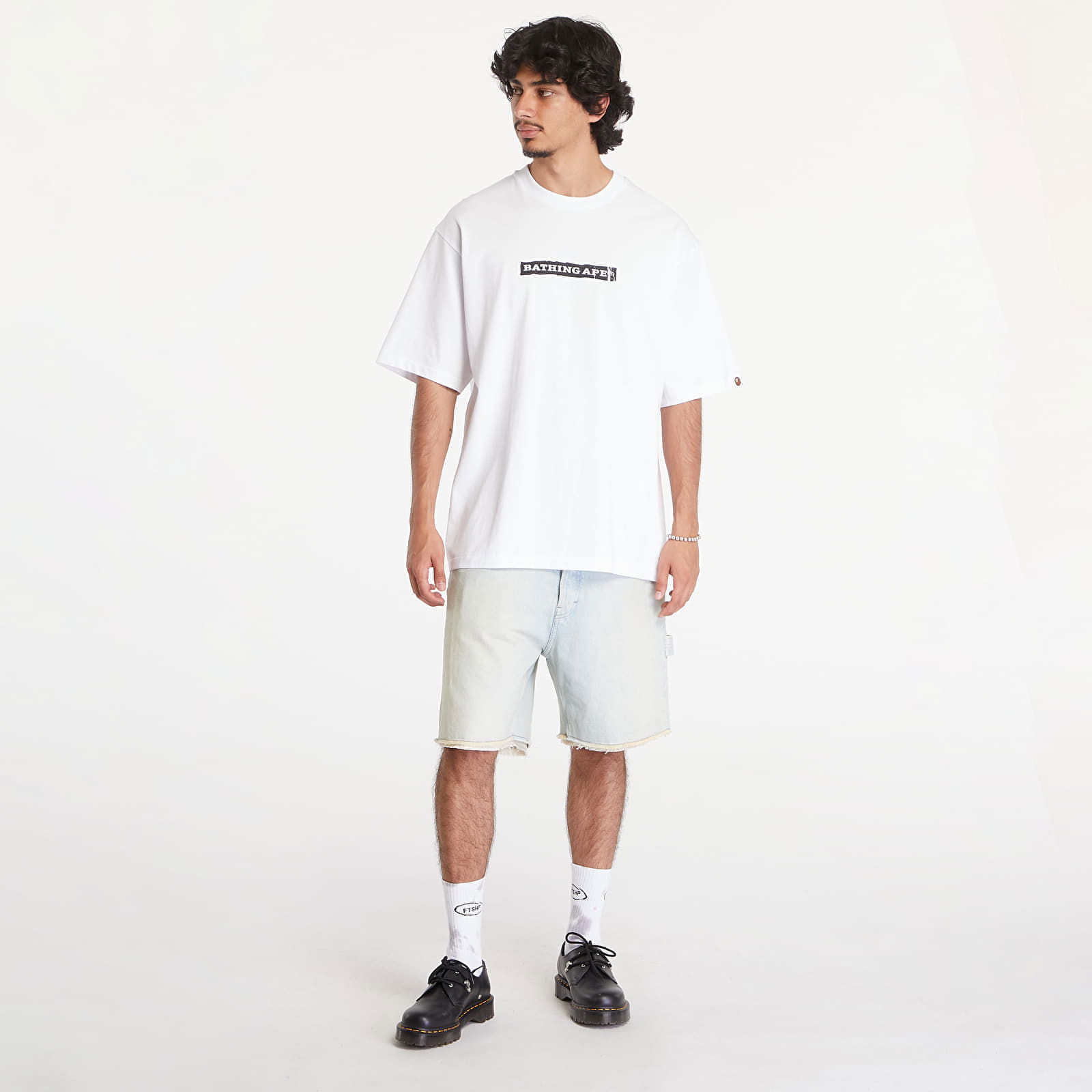 A BATHING APE Screen Print Stencil Logo Relaxed Fit Short Sleeve Tee White