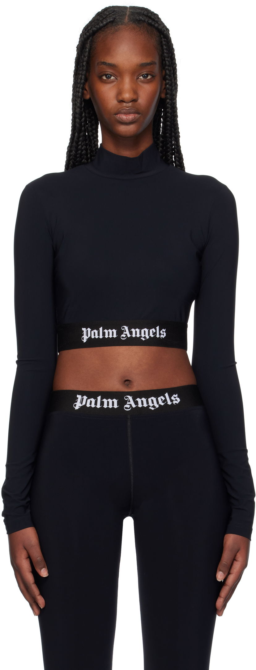 Tričko Palm Angels Mockneck Logo Sport Top Čierna | PWVO014C99FAB0021001