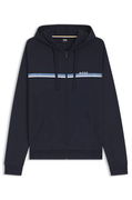 Cotton-terry zip-up hoodie with stripes and logo