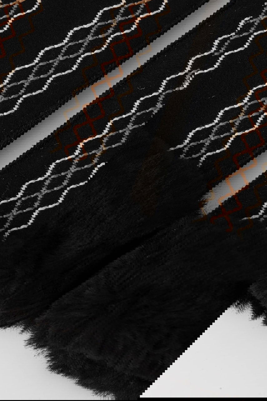 Rukavice UGG Embroidered Suede Mittens with Fur Cuffs Čierna | 100907, 1