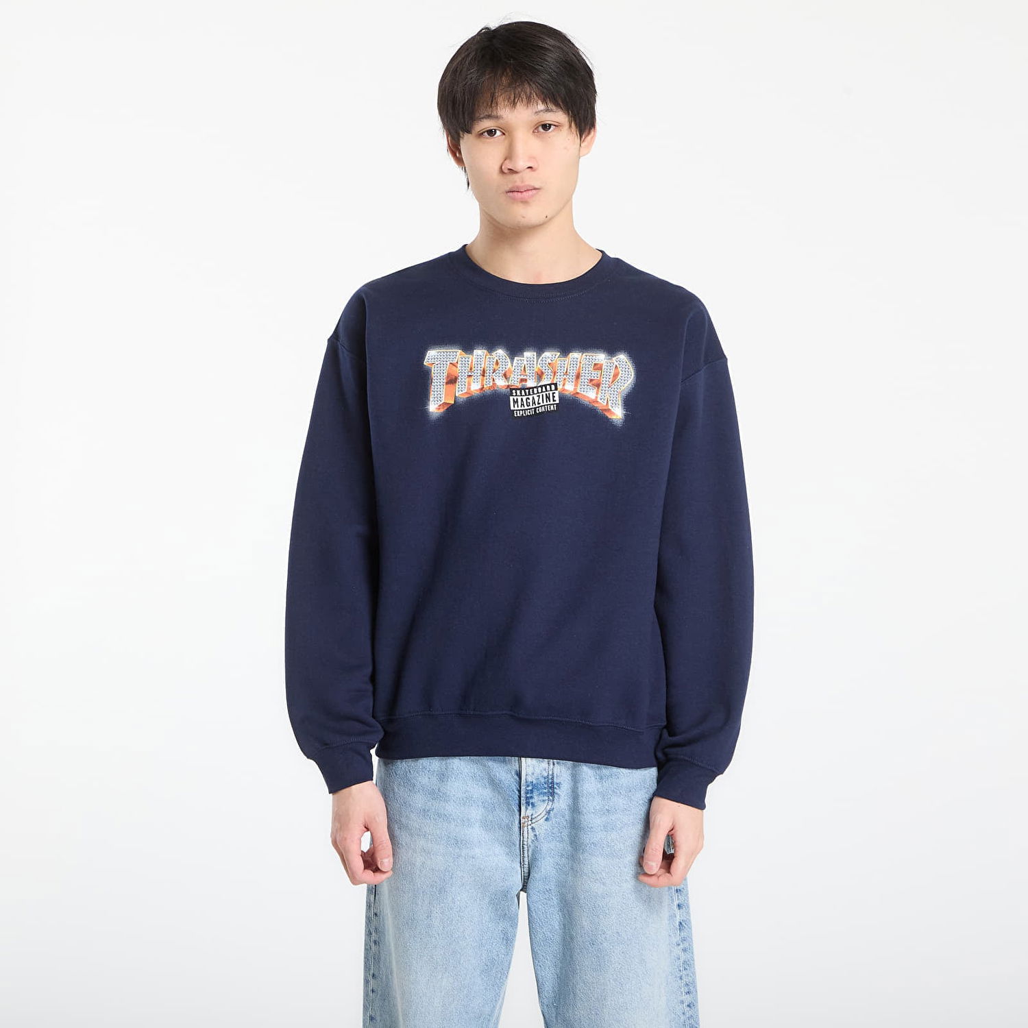 Mikina Thrasher Sweatshirt Explicit Crewneck Navy | 145847, 0
