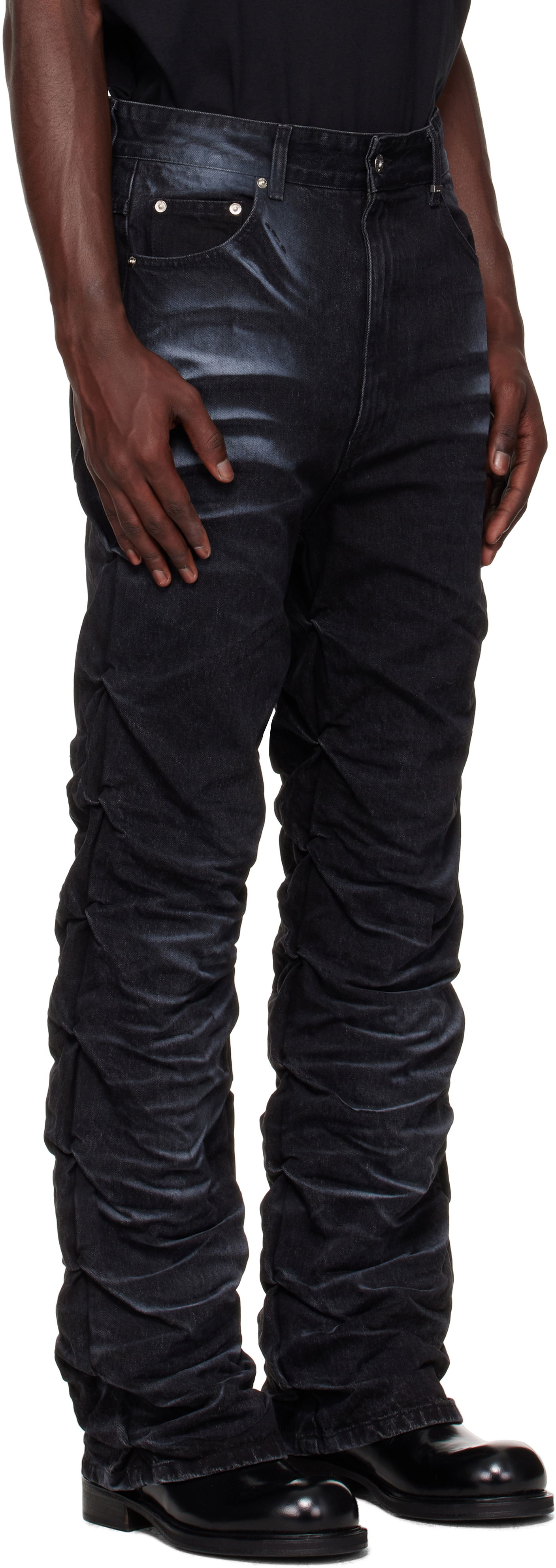 Džínsy We11done We11done Textured Fold Jeans Čierna | WD-DP2-25-356-M-BK, 1