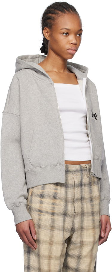 Mikina We11done We11done Logo Zip-Up Cropped Hoodie Šedá | WD-TJ0-25-815-U-MG, 4
