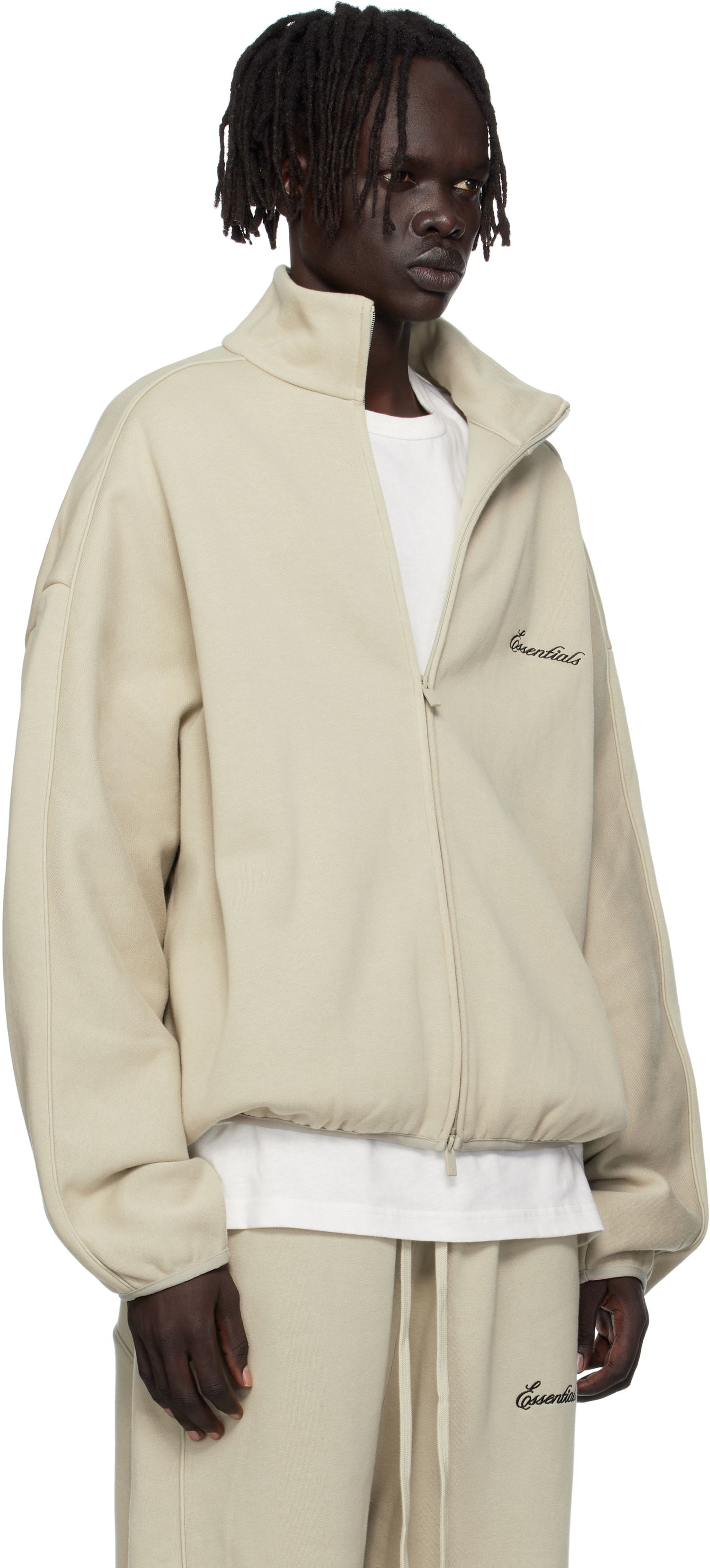 Bunda Fear of God Fear of God ESSENTIALS Modern Fit Fleece Track Jacket Béžová | 202SP256896F, 1