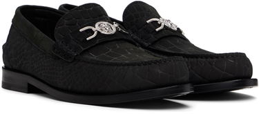Tenisky a topánky Versace Croc-Effect Suede Loafers Čierna | 1013592_1A12292, 3