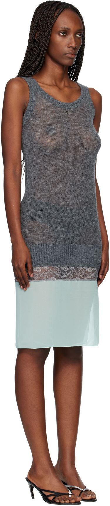 Šaty Coperni Multi-Layer Knit Slip Midi Dress Modrá | COPML173Y1003, 1