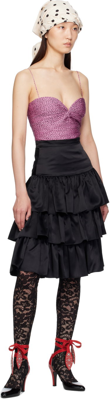 Sukňa Valentino Satin Tiered Ruffle Midi Skirt Čierna | 6B0RADB092G, 3