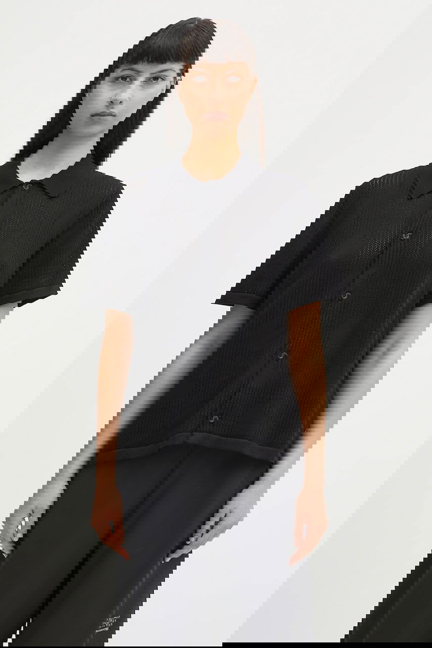 Polo tričko Carhartt WIP Temple Short Sleeve Regular Fit Perforated Knit Polo Shirt Čierna | I034541.89XX, 0