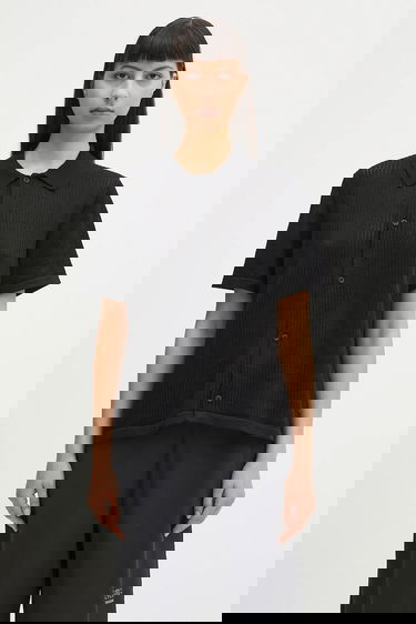 Polo tričko Carhartt WIP Temple Short Sleeve Regular Fit Perforated Knit Polo Shirt Čierna | I034541.89XX, 0