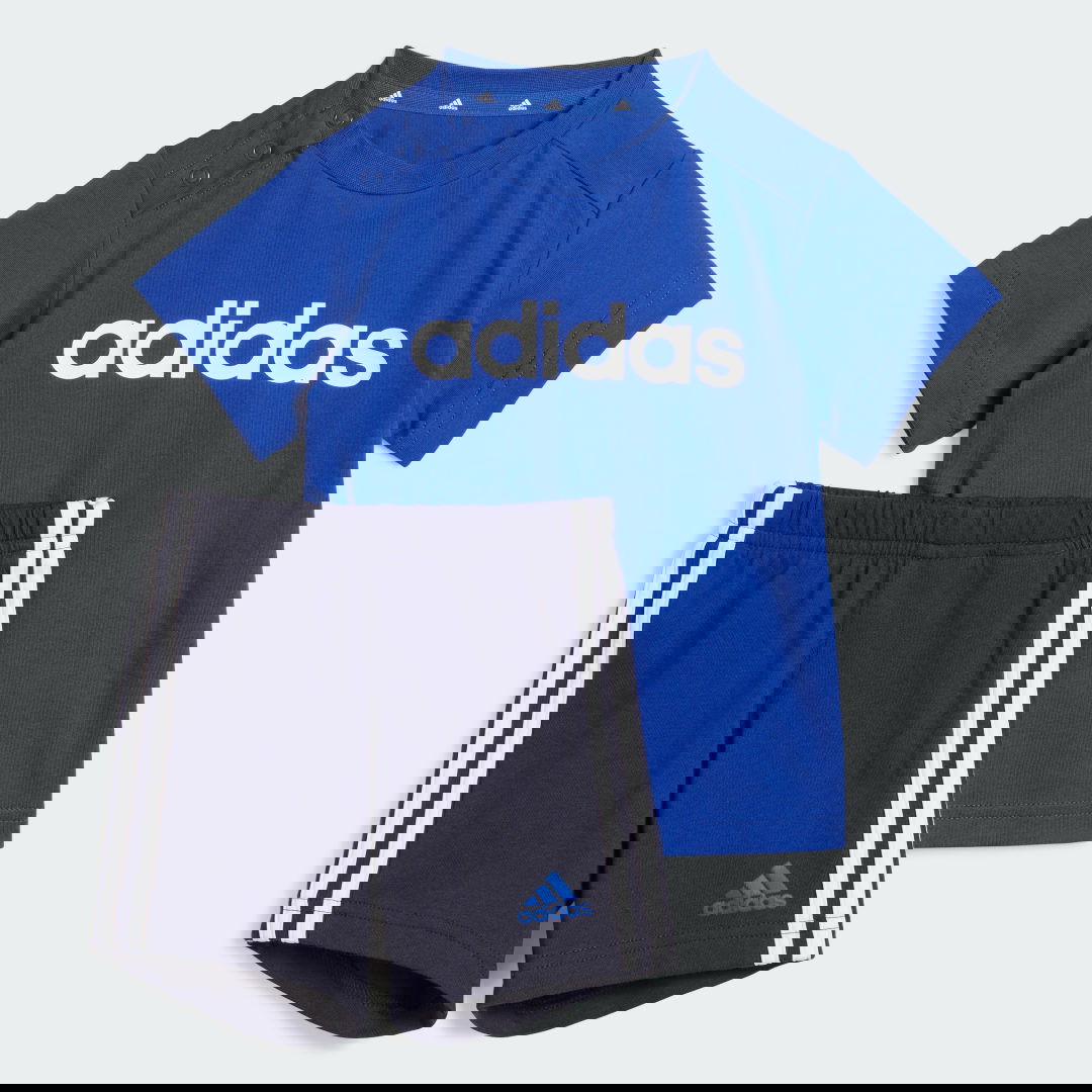 Súprava adidas Performance Essentials Lineage Organic Cotton T-Shirt and Shorts Set Modrá | IB4770, 0