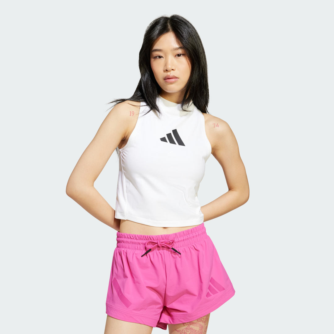 Tielko adidas Performance Cropped Mock Neck Training Tank Top Biela | JX4316, 0