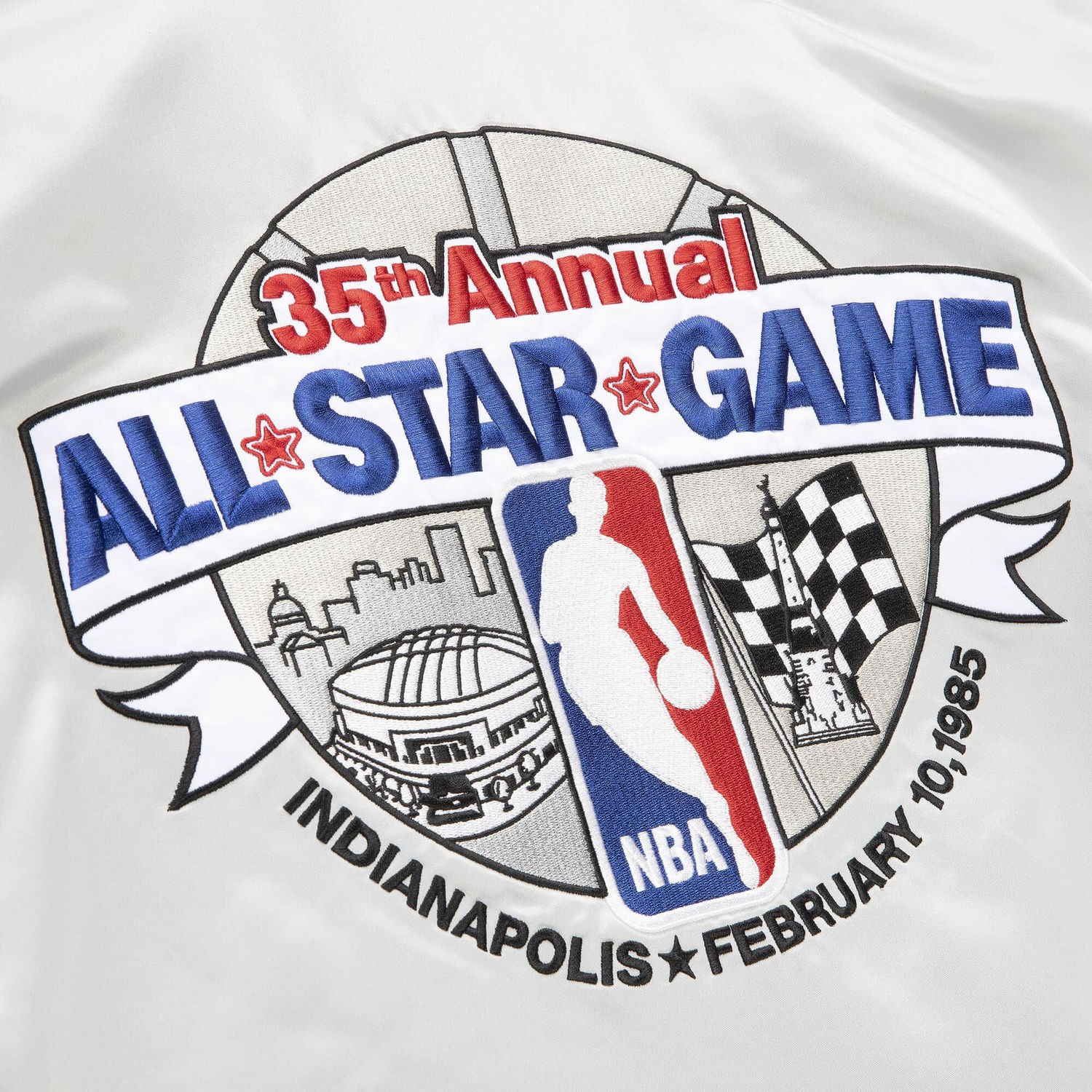 Bunda Mitchell & Ness All Star Heavyweight Satin Jacket Šedá | STJKAJ19062-ASGSILV, 1