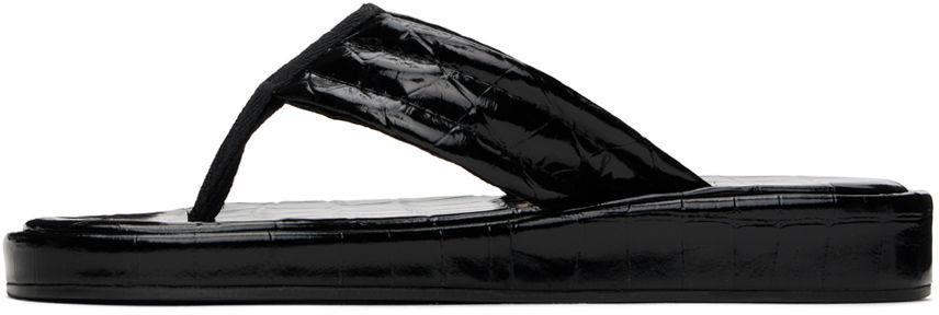 Embossed Logo Thong Platform Sandals