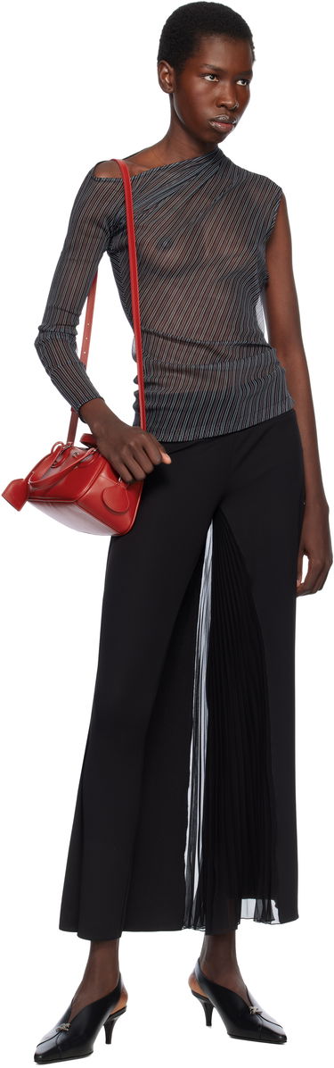 Tričko Courrèges Courrèges Asymmetric Striped Mesh Top Čierna | 125JTO387PR0099, 3