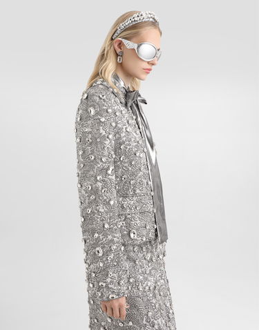 Bunda Dolce & Gabbana Single-breasted Embroidered Jacket With Stones Metalická | F29UEZGDDG9S8400, 3