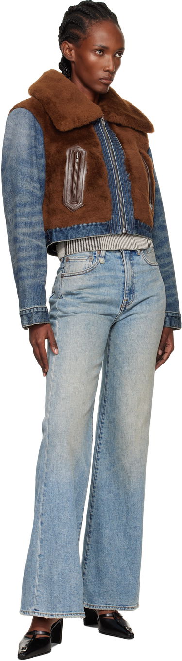 Bunda R13 R13 Cropped Denim & Faux Fur Jacket Modrá | R13WD178-D246A, 3