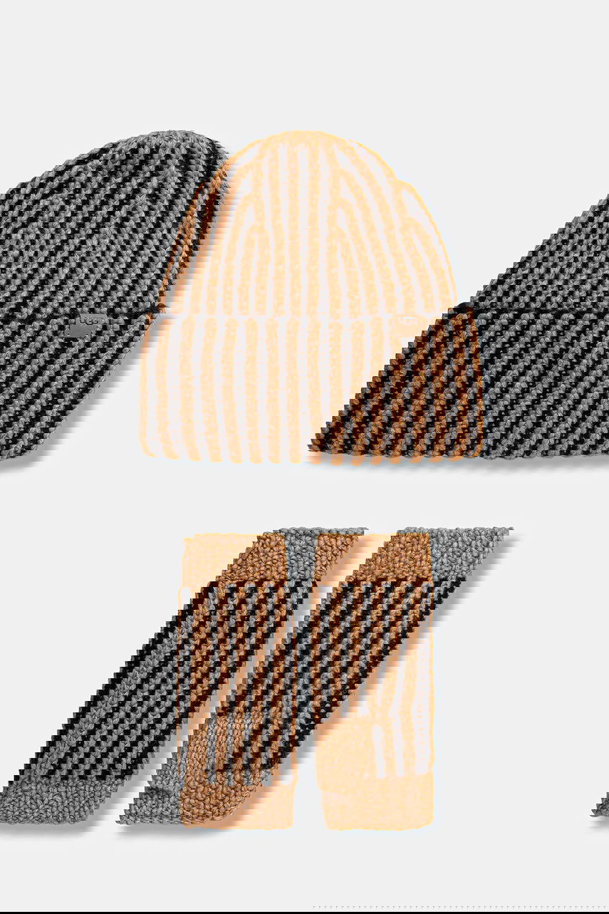 Doplnky UGG CHUNKY Knitted Striped Wool Blend Hat and Fingerless Gloves Set Rôznofarebný | 103605, 0