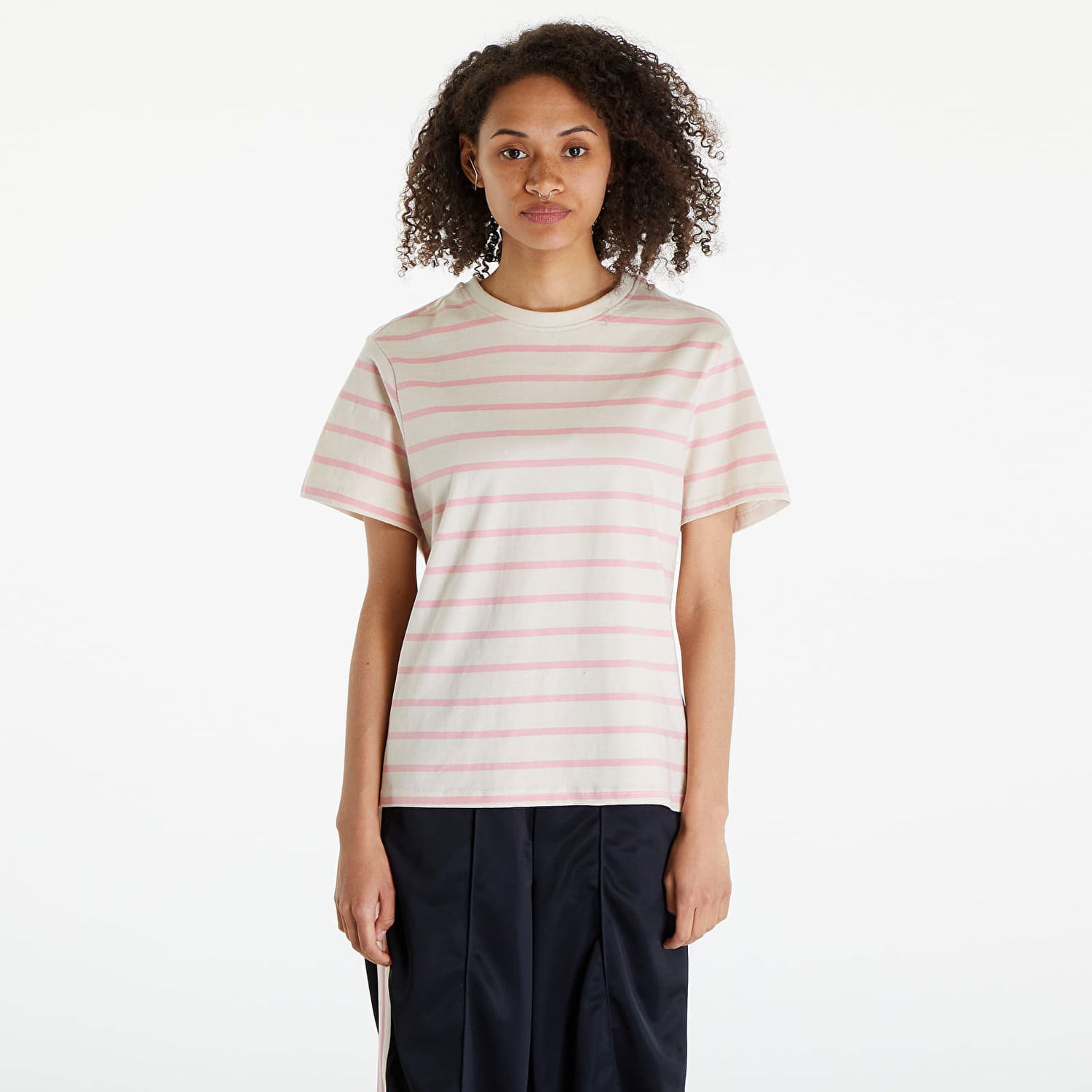 Tričko Urban Classics Ladies Striped Boxy Tee Lemonadepink/ Whitesand Béžová | TB6059-12893, 0