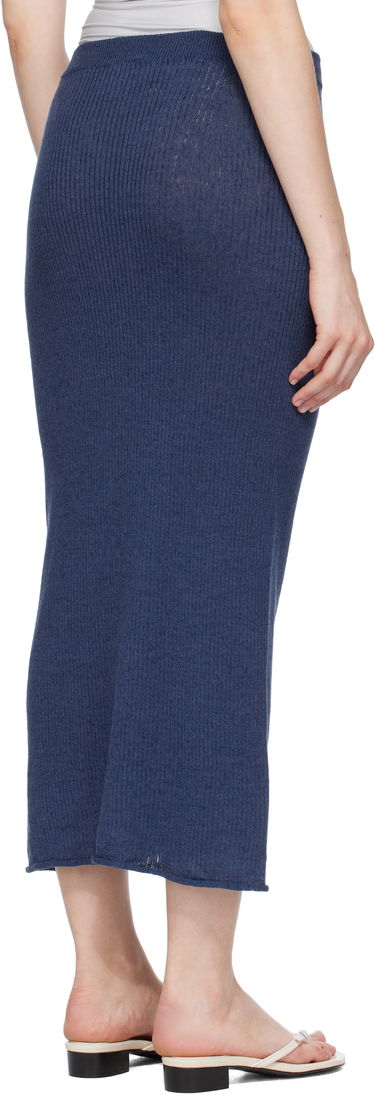 Sukňa Baserange Baserange Ribbed Knit Midi Skirt with Button Closure Navy | SKDR-LI-SU25, 2